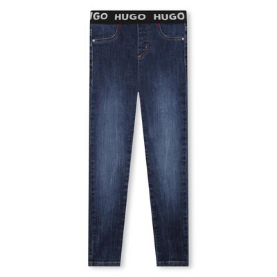 Hugo Boss G14103 Denim Blue Trousers with Elastic Waist Band