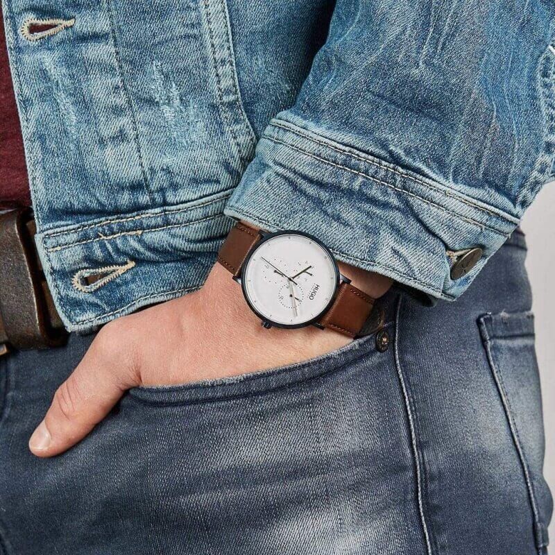 Hugo Boss 1530008 Mens Watch White Dial and Brown Strap