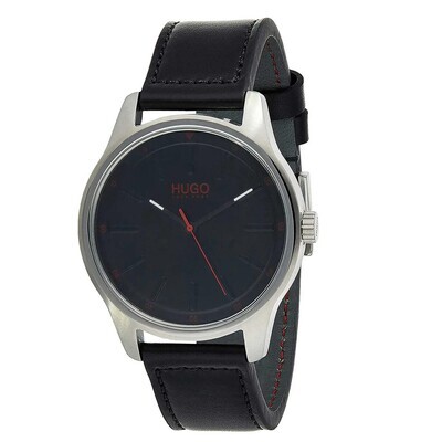 Hugo Boss 1530018 Dare Men Quartz Stainless Steel and Leather Strap Casual Watch, Color Black