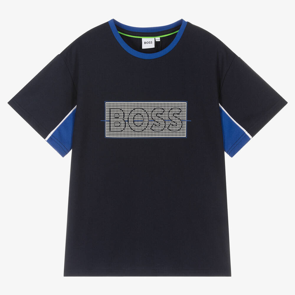 Hugo Boss J25O07 Boy s SS BOSS Logo T Shirt NAVY