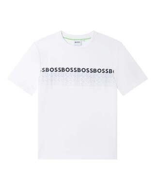 Hugo Boss J25O06 Boy's Short Sleeve Mini Me Gradient Printed Logo T-Shirt