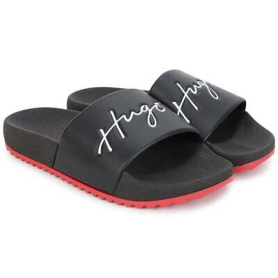 Hugo Boss G29001 Boy's Aqua Slide Sandals – Black