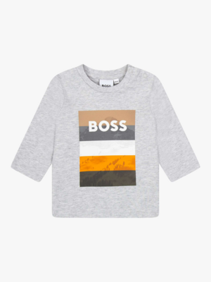 Hugo Boss J05952 Baby Boy's Long Sleeve T-Shirt – Chine Grey