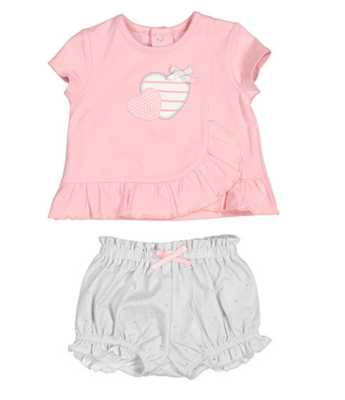 Mayoral 1609 Baby Girl’s T-Shirt & Diaper Cover Set W/ Hearts