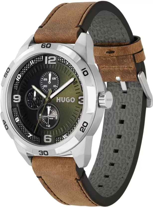 HUGO 1530274 Men Watch with grey dial brown strap