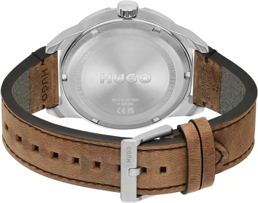 HUGO 1530274 Men Watch with grey dial brown strap
