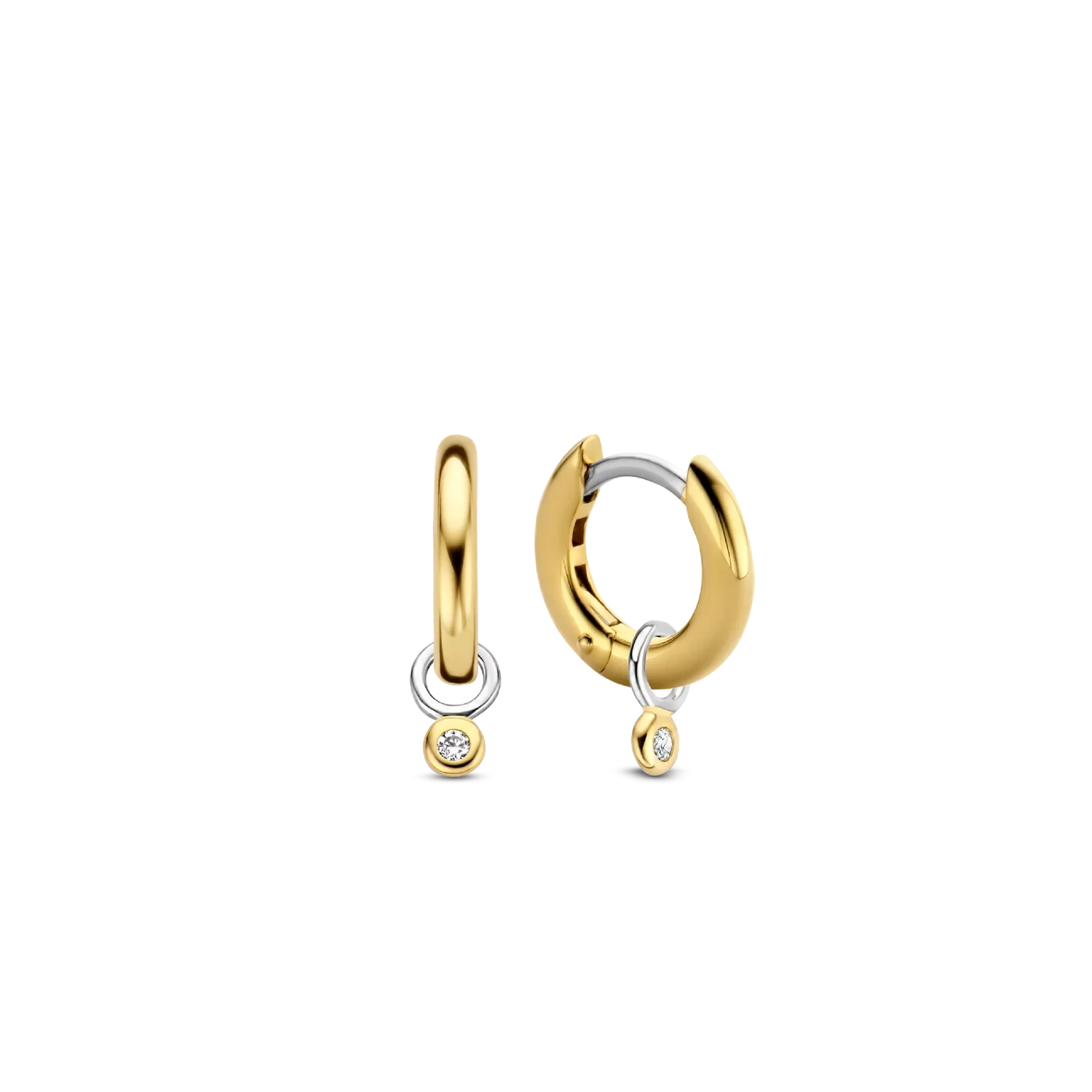 Ti Sento 7868ZY Earrings Small Gold Hoops Crystal Dangle Stone