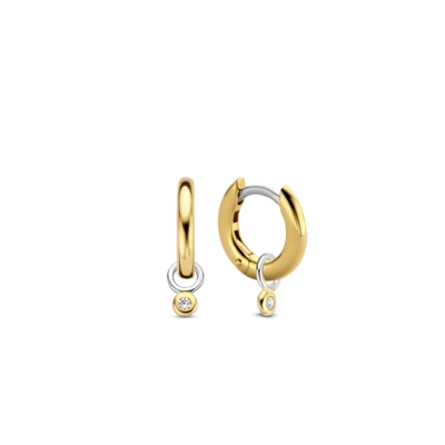 Ti Sento 7868ZY Earrings Small Gold Hoops Crystal Dangle Stone