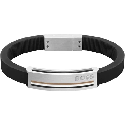 BOSS 1580364M Black Silicone and Stainless Bracelet