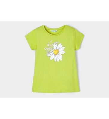 Mayoral 3048 Lime Green Girls T-shirt with flowers on it