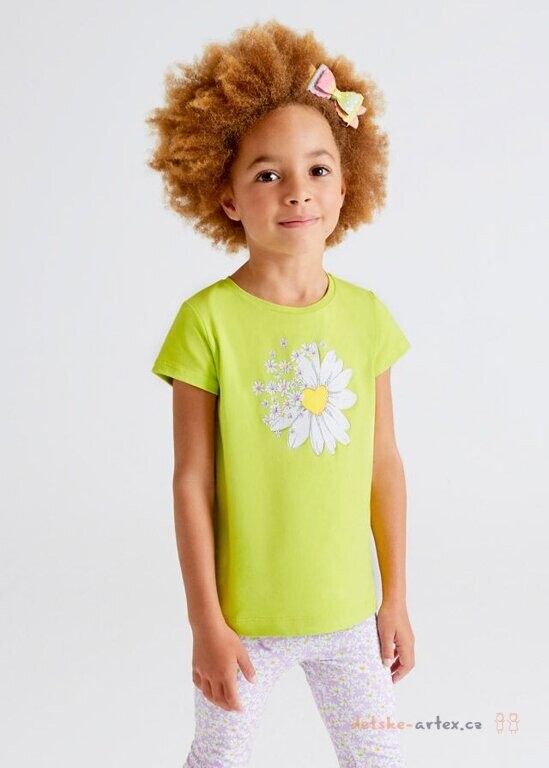 Mayoral 3048 Lime Green Girls T-shirt with flowers on it