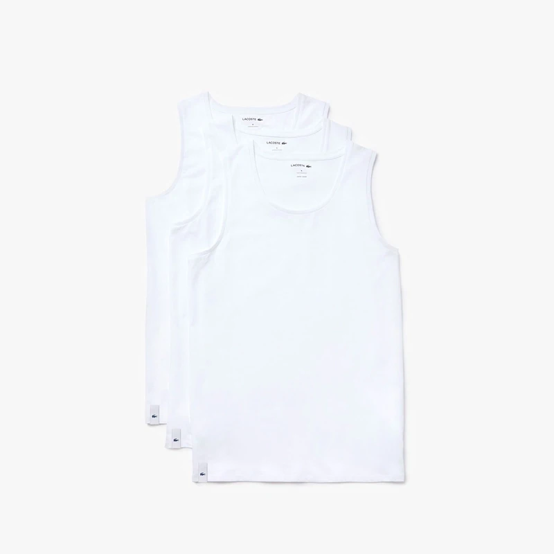 Lacoste TH3441-52 001 Men’s SL Essentials Tank Top/Undershirt 3PK /WHITE