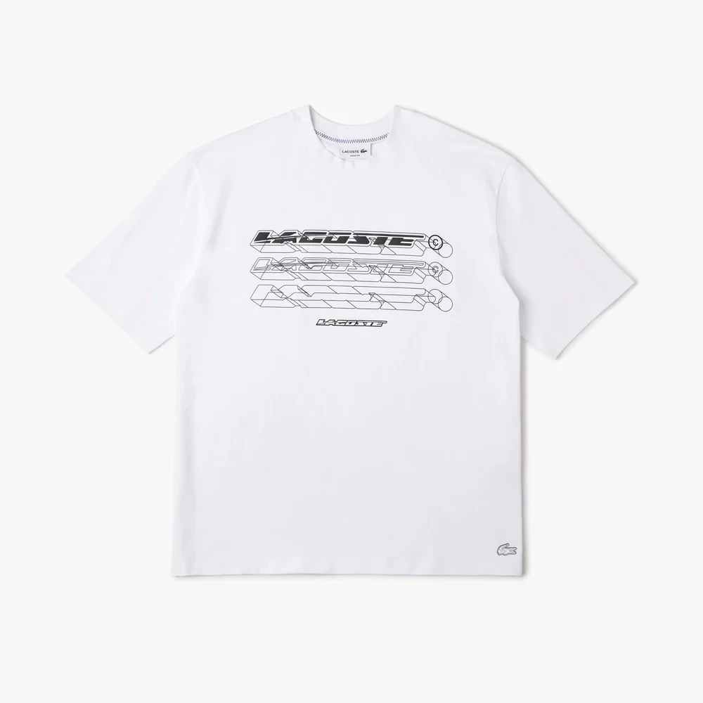 Lacoste TH5529 52 001 white t-shirt with black logo design