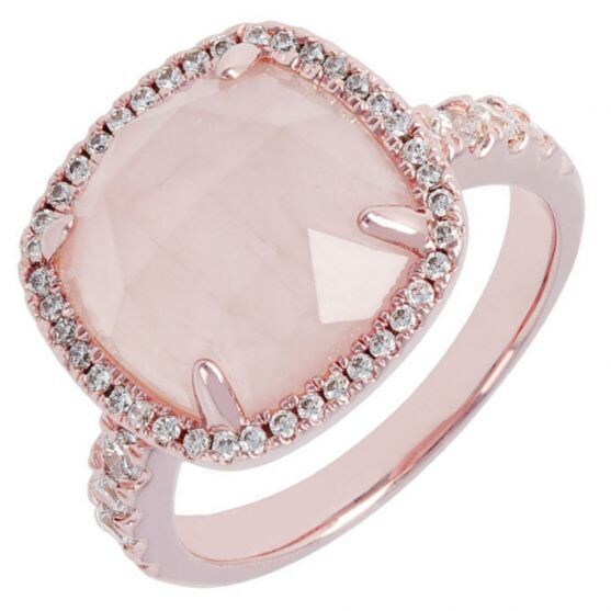 Bronzallure WSBZ00500.R Ring Light Pink Stone Centre Zircon Band