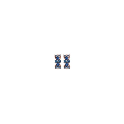 Bronzallure WSBZ02002.BLU Small Huggie Hoop Earring w/ Royal Blue Zircons