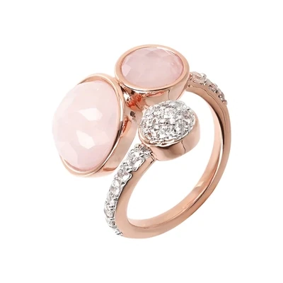 Bronzallure WSBZ02064.RQ Golden Rose Ring with Cabochon Stones 18Kt Plated