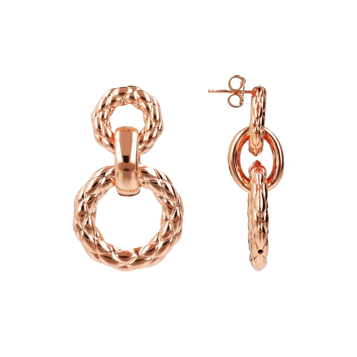 Bronzallure WSBZ02052.R Rose Gold Donut Matelasse Dangle Earring