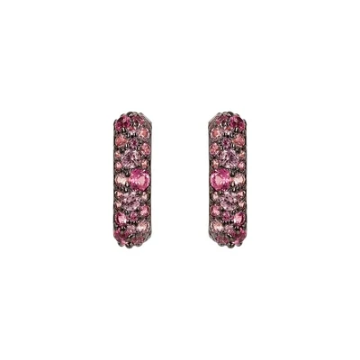 Bronzallure WSBZ02103 18Kt Plated Rose Gold Square Earrings Mixed Pave