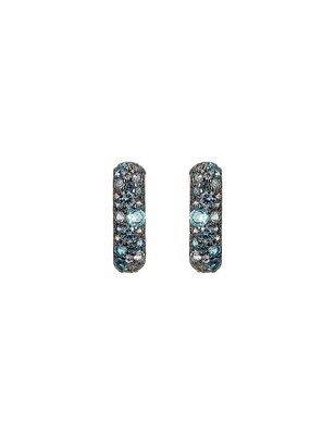 Bronzallure WSBZ02103 18Kt Plated Rose Gold Square Earrings Mixed Pave, Color: Sapphire Blue