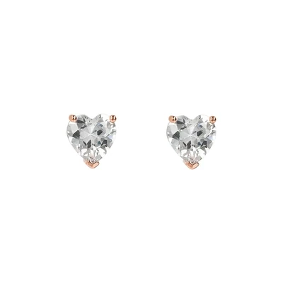 Bronzallure WSBZ02113.W 18Kt Plated Rose Gold Heart Shape White CZ Earrings