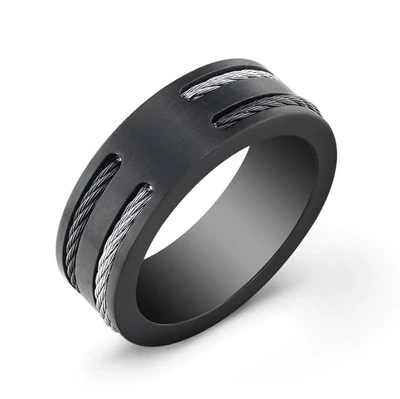 Italgem SMR13 Black Steel Cable Ring