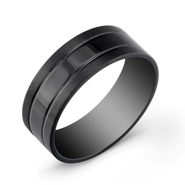 Italgem SMR17 Men’s Black-IP S. Steel Ring