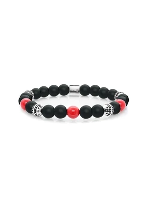 Italgem BB-273 MatteBlack/Red/Steel Beads Bracelet