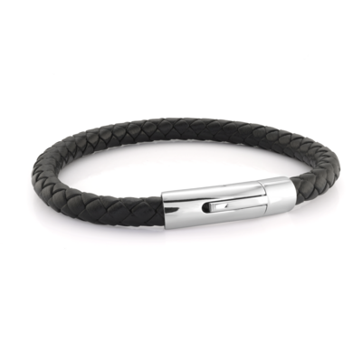 Italgem BR4035 Men's Steel Push Clasp Leather Bracelet