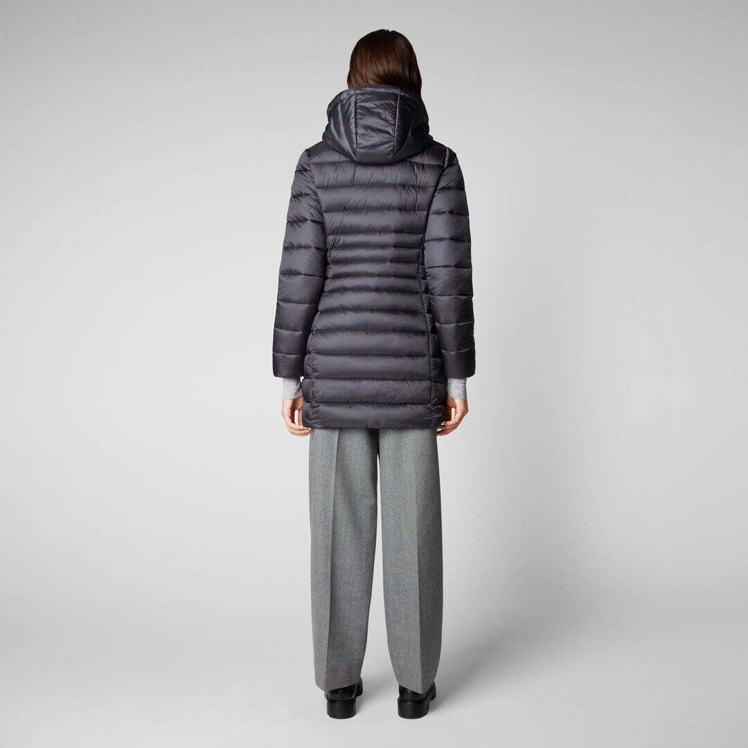 Save The Duck D47300W-IRIS17 Women's Long Reese Hooded Puffer Coat