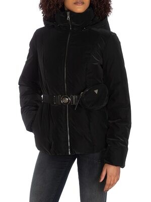 Guess black winter coat Style Bella Jacket W1BL13WE4D2 with pouch for women
