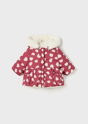 Mayoral 2407 Baby Girl's LS Reversible Puffer/Fur Coat/