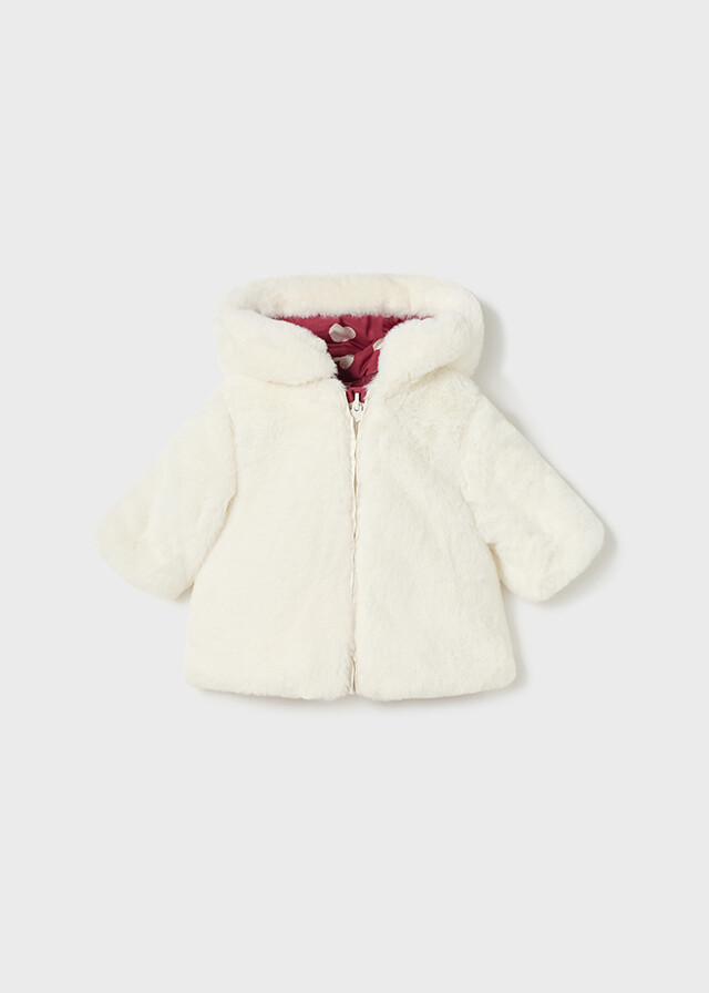 Mayoral 2407 Baby Girl's Long Sleeve Reversible Puffer/Fur Coat