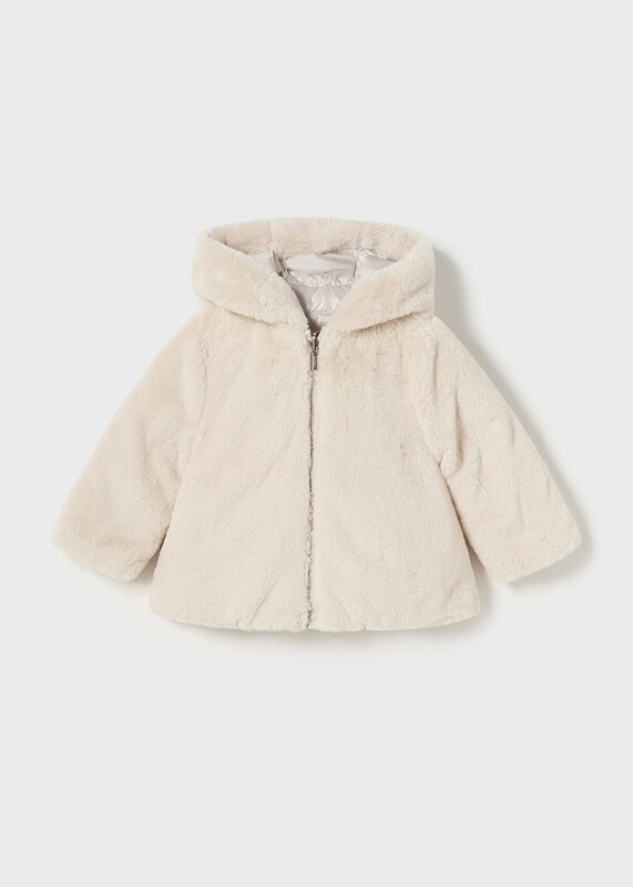 Mayoral 2422 baby girls puffer jacket alpaca with fur inside