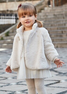 Mayoral 2415 Baby Girl's LS Faux Fur Coat/