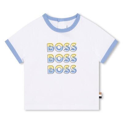 Hugo Boss J05A07 Boy's Short Sleeve BOSS Logo T-Shirt – White