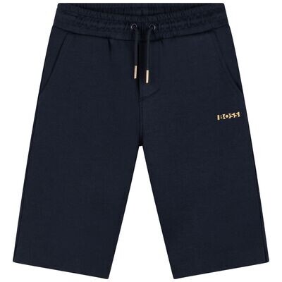 Hugo Boss Boys Youth J24745/849 Navy Shorts w/ Gold Logo Details