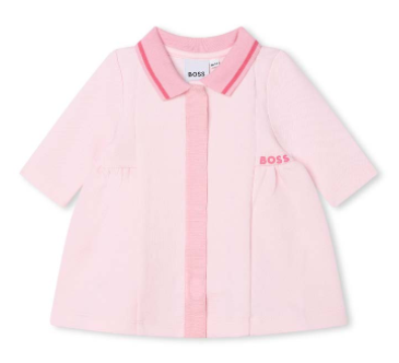 Hugo Boss J92084 Girl's Long Sleeve Polo Dress – Pink Pale 2
