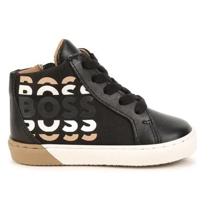 Hugo Boss J09204 Boy's High Top Sneakers – Black
