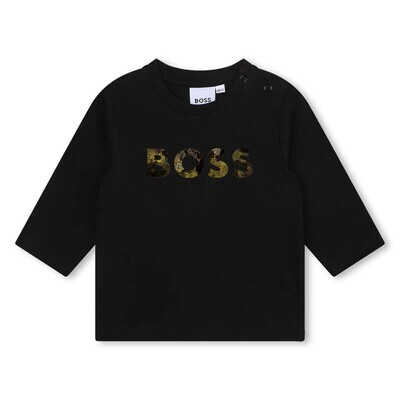 Hugo Boss J05A29 Boy's LS Mini Me Fancy Logo T-Shirt/
