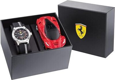 Ferrari 0870053 Academy Kids Giftset,Black Dial Watch And Car Set