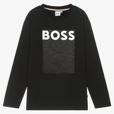Hugo Boss J25O75 Boy's LS Mini Me B Monogram T-Shirt/