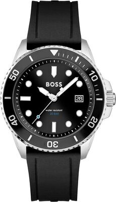 Hugo Boss 1513913 Men's Ace Black Dial Two-Tone Black Silicone Strap Watch