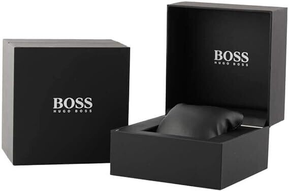 BOSS 1513987 Men's View Silver Stainless Steel Black Leather Strap Watch