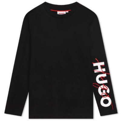 Hugo Boss G25134 Boy's Long Sleeve Logo on Sleeve T-Shirt