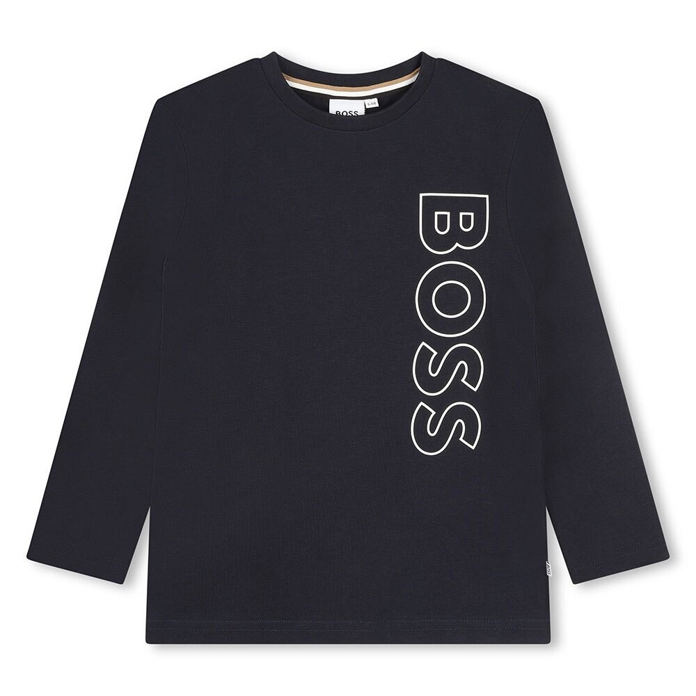 Hugo Boss J25O68 Boy's Long Sleeve Mini Me Vertical Logo T-Shirt