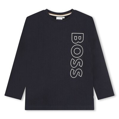 Hugo Boss J25O68 Boy's LS Mini Me Vertical Logo T-Shirt/