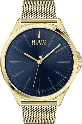 HUGO 1530178 Men's Smash Stainless Steel Quartz Watch with Gold Ion Plated Strap