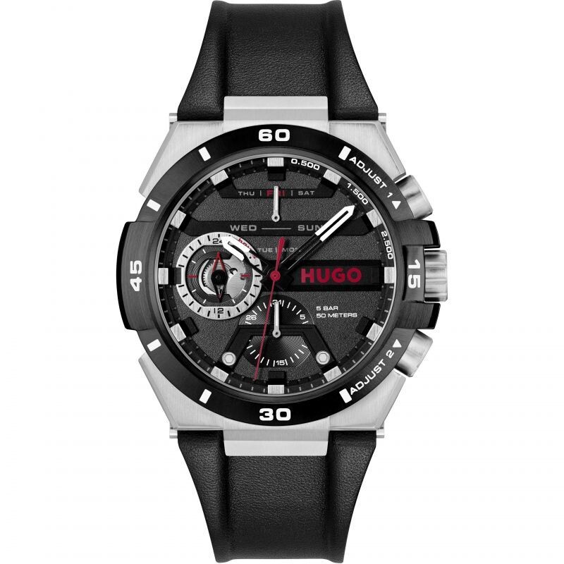 Hugo Boss 1530336 Men's Wild Stainless Steel Black Leather Strap Watch