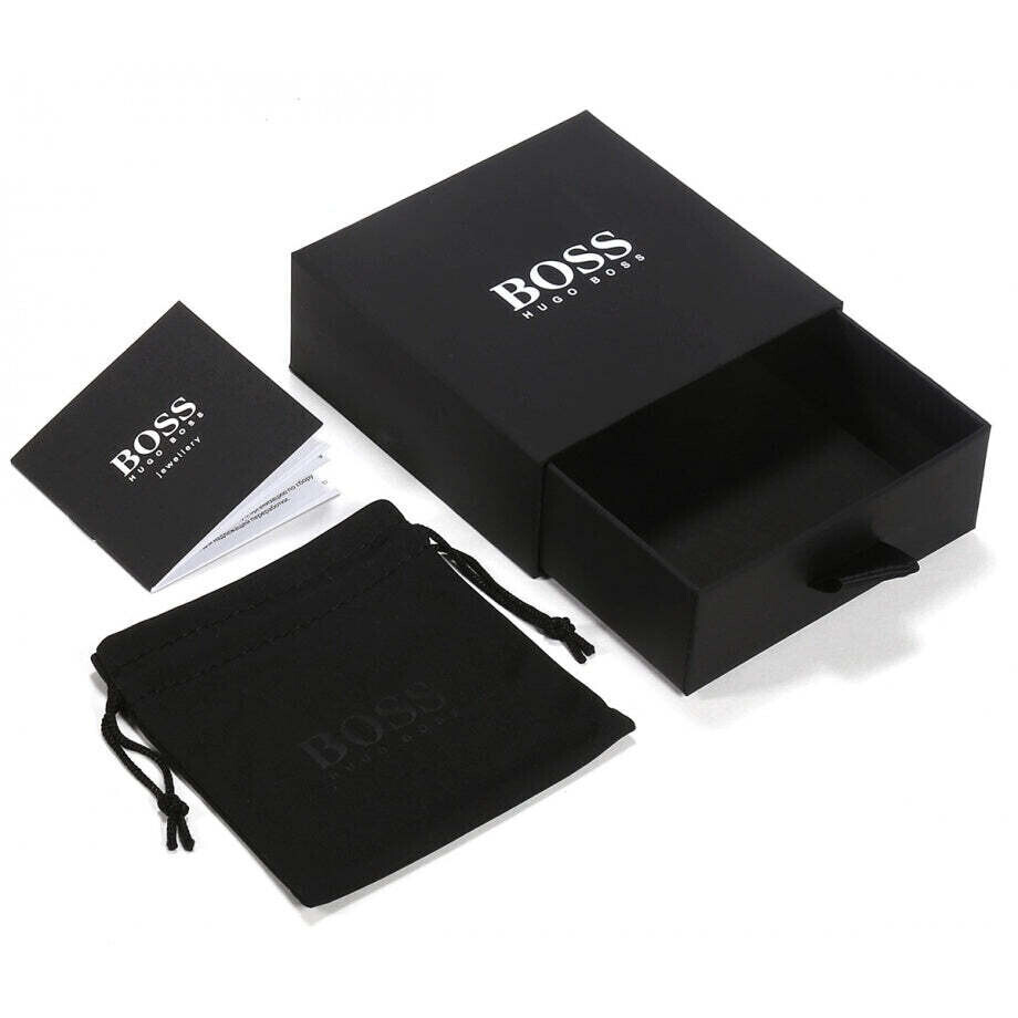 Hugo Boss 1580490M Men's Black Leather w/ Black IP Closure Bracelet M
