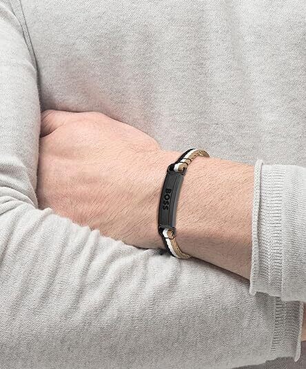 BOSS 1580375M Responsible Ocean Beige,white and black bracelet